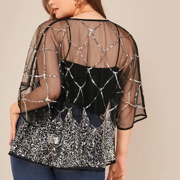 Sequin mesh kimono plus size - Picture 3 of 4